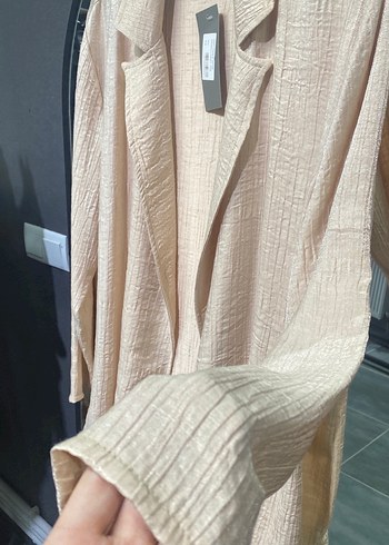m Beden Bej Günlük/Şık Uzun Kadın Blazer Ceket