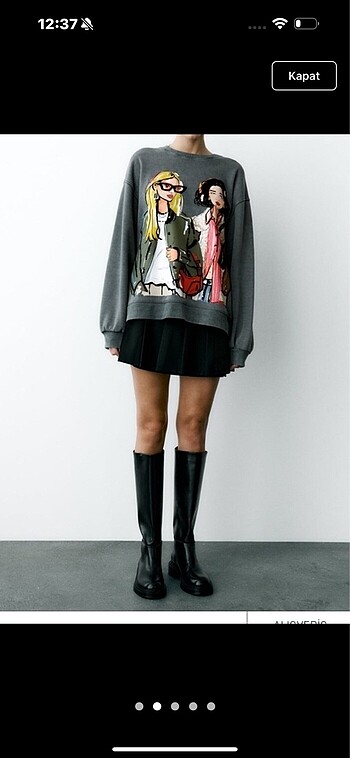 ZARA / ANTRASİT RENK KIZ BASKILI SWEATSHİRT