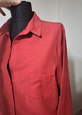 Düğmeli Kırmızı Midi Tunik - Görsel 3