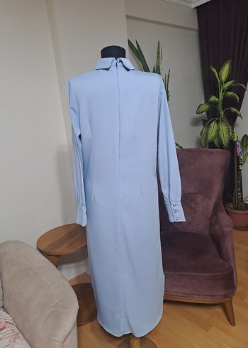 Uzun Kollu Mavi Ofis Tunik - Görsel 2