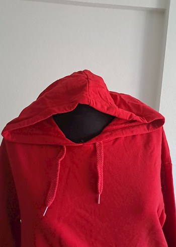 Kırmızı Kapüşonlu Kadın Sweatshirt - Görsel 2