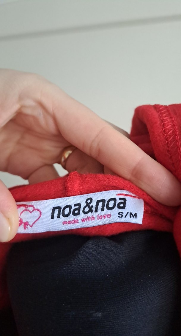 Kırmızı Kapüşonlu Kadın Sweatshirt - Görsel 3