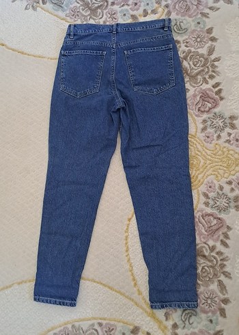 Kadın Mavi Bol Kesim mom jean - Görsel 4