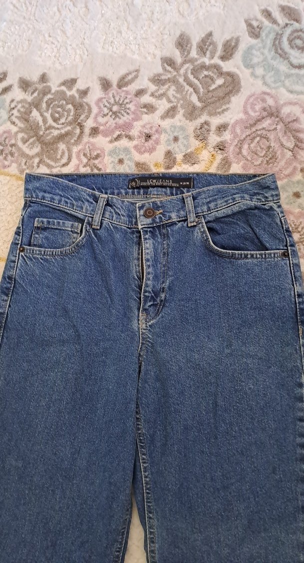 Kadın Mavi Bol Kesim mom jean - Görsel 2