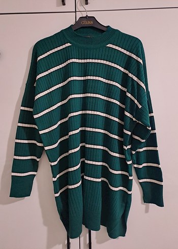 Çizgili Yeşil Uzun triko takım - Görsel 2