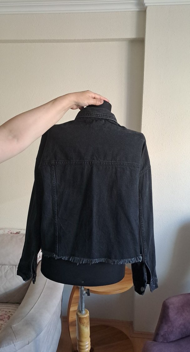 Siyah Düğmeli Kadın Denim Ceket - Görsel 4