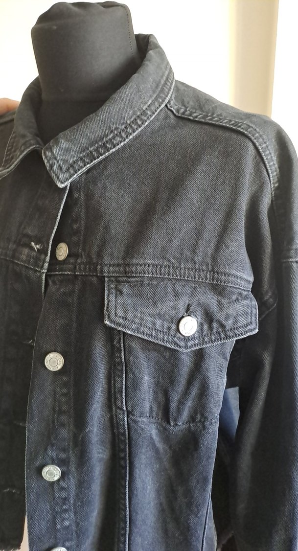 Siyah Düğmeli Kadın Denim Ceket - Görsel 2