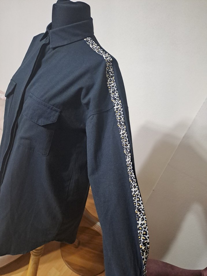 Siyah Uzun keten Gömlek Kadın - Görsel 4