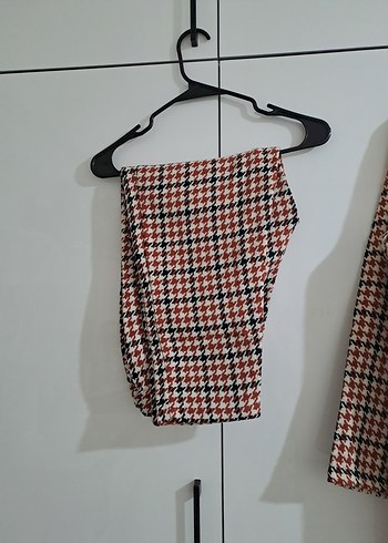 Düğmeli Kahverengi Ekose Midi Kadın Kaban takım - Görsel 5