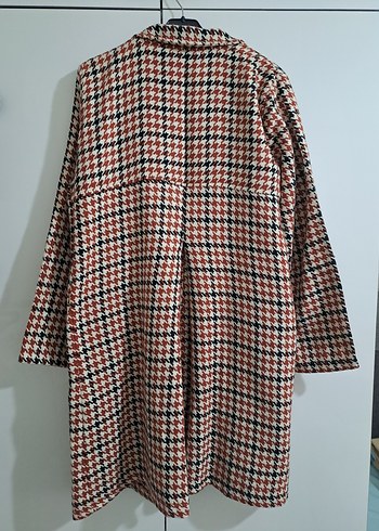 Düğmeli Kahverengi Ekose Midi Kadın Kaban takım - Görsel 3