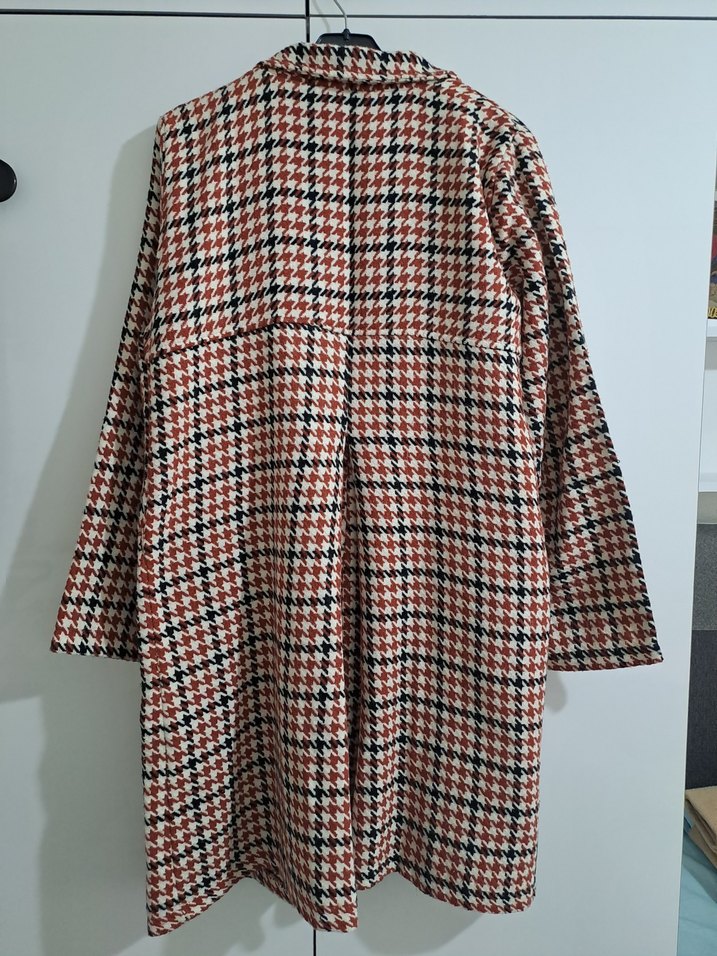 Düğmeli Kahverengi Ekose Midi Kadın Kaban takım - Görsel 3