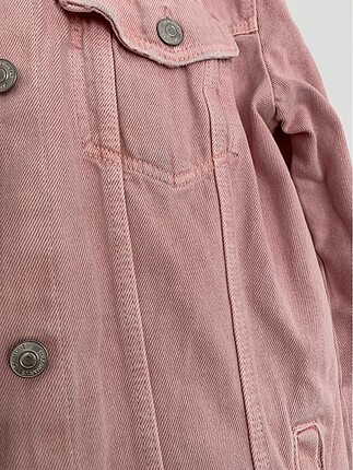 Stradivarius Stradivarius pembe Jean kot ceket M beden