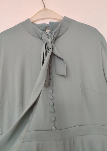 Bej Uzun Kemerli Modern Klasik Elbise - Görsel 3