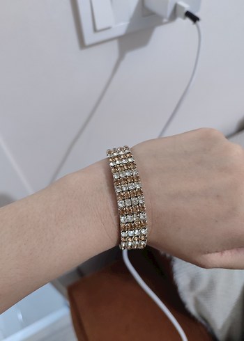 Parlak Bej Yılan Desenli Kadın Bileklik - Görsel 3