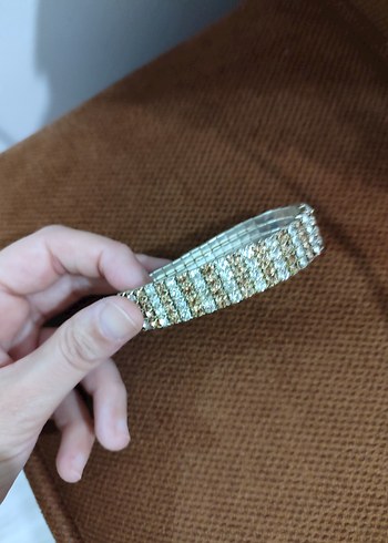 Parlak Bej Yılan Desenli Kadın Bileklik - Görsel 2