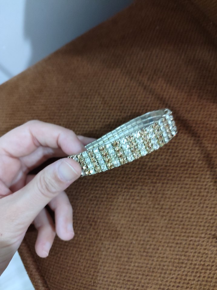 Parlak Bej Yılan Desenli Kadın Bileklik - Görsel 2