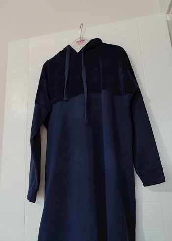 Kadın Lacivert Kapşonlu Rahat Sweatshirt - Görsel 3