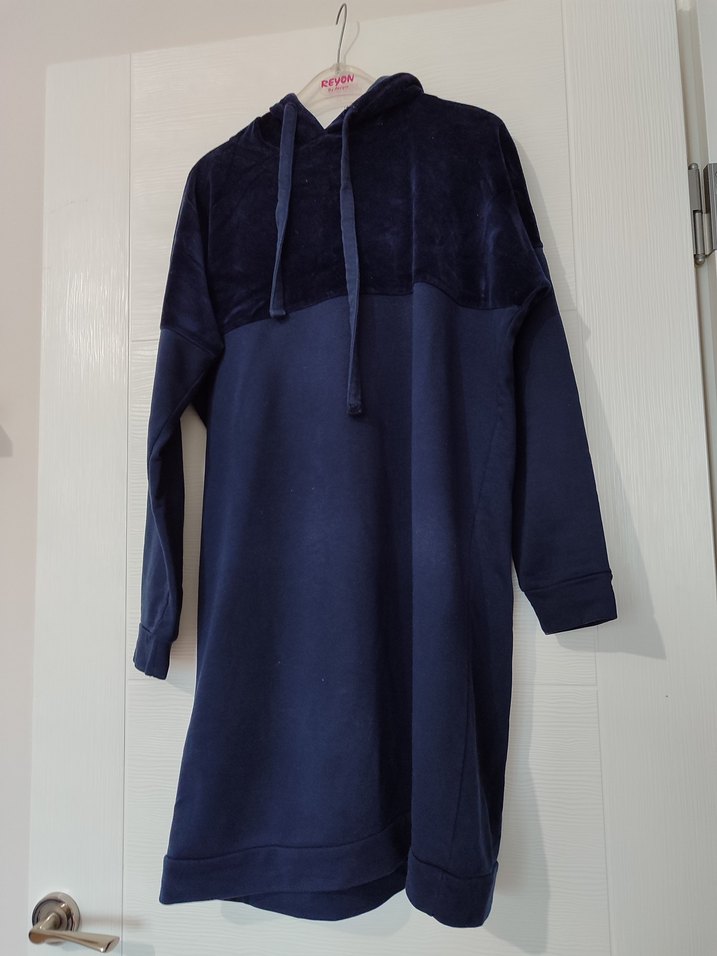 Kadın Lacivert Kapşonlu Rahat Sweatshirt - Görsel 4