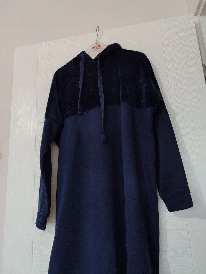 Kadın Lacivert Kapşonlu Rahat Sweatshirt - Görsel 3