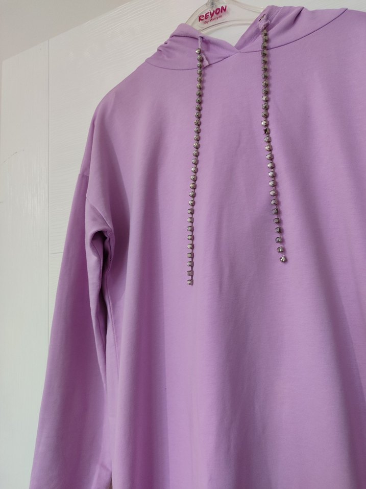 Zincir Detaylı Mor Uzun Kollu Tunik - Görsel 2