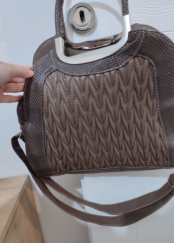 Kahverengi Yılan Desenli Deri Kadın Çanta - Görsel 2