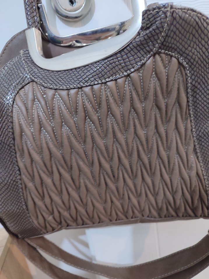 Kahverengi Yılan Desenli Deri Kadın Çanta - Görsel 5