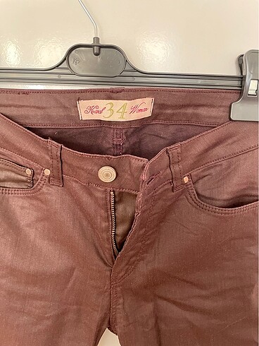 xs Beden bordo Renk Karol mumlanmış deri görünümlü pantolon bordo