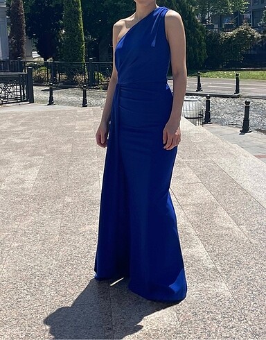 Diğer Saks mavisi lacivert abiye elbise