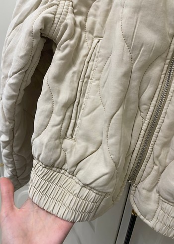 s Beden beyaz Renk Mango Kapitone Bomber Ceket Ekru