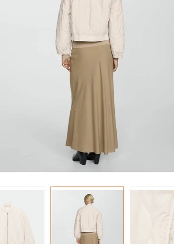 Mango Mango Kapitone Bomber Ceket Ekru