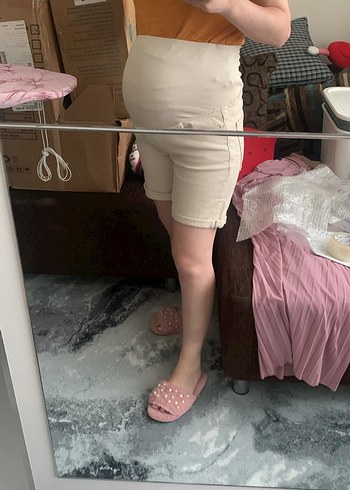 Trendyolmilla Yüksek Bel Hamile Denim Şort - Görsel 5