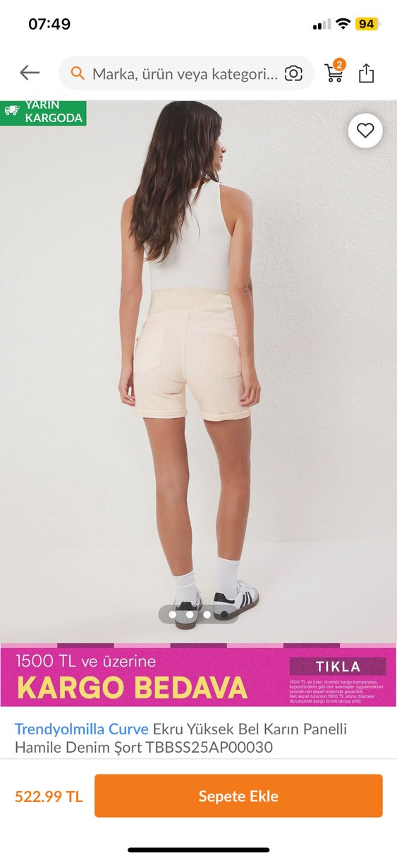 Trendyolmilla Yüksek Bel Hamile Denim Şort - Görsel 2