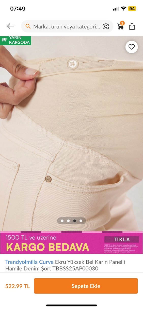 Trendyolmilla Yüksek Bel Hamile Denim Şort - Görsel 4