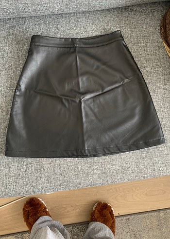 Defacto Suni Deri Mini Etek - Görsel 2