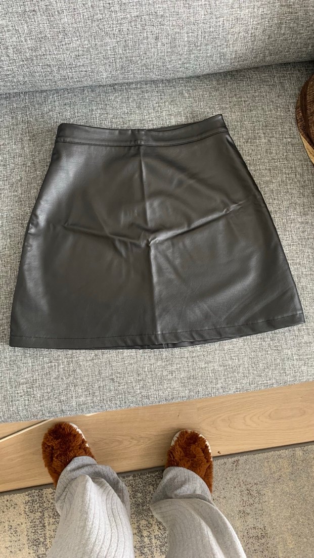 Defacto Suni Deri Mini Etek - Görsel 2