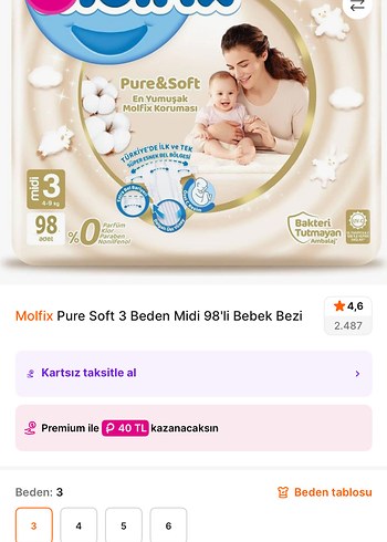 Molfix Pure & Soft Bebek Bezi Midi 3 Beden 2 paket - Görsel 2