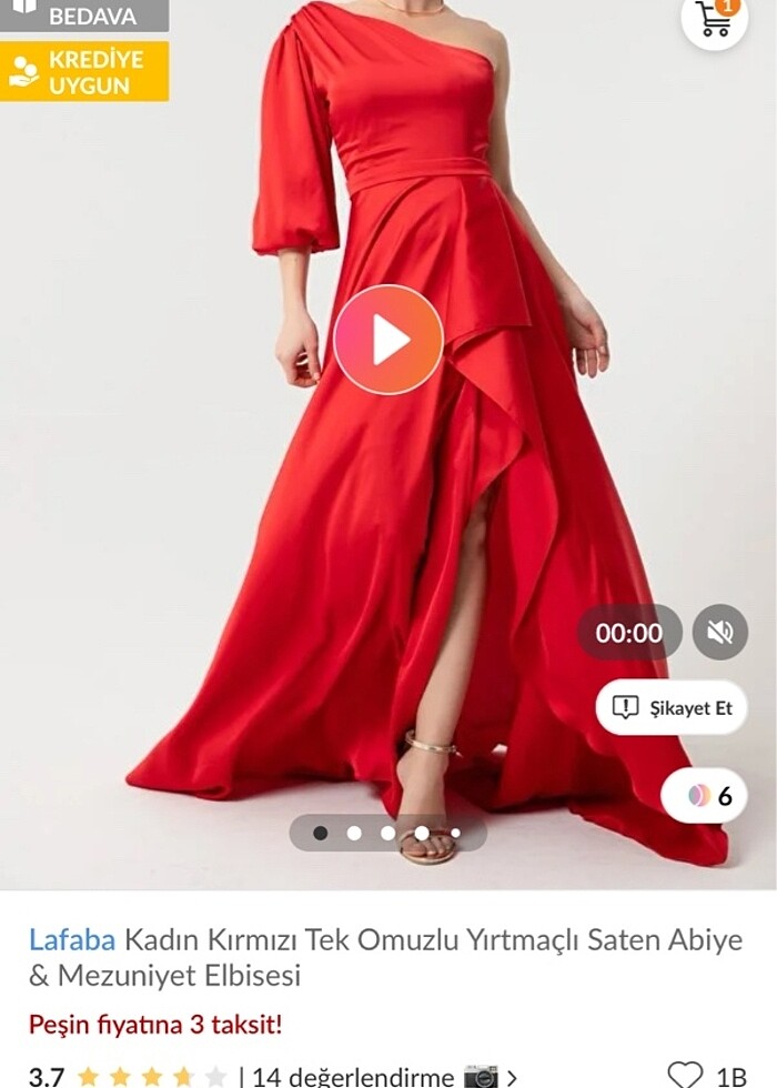 Kırmızı tek kol abiye - Görsel 3
