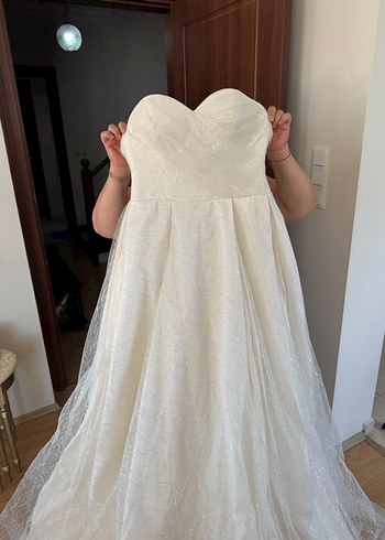 Straplez Midi A Kesim Beyaz Gelinlik Jabo Wedding