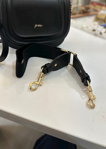 Kemer Detaylı Siyah Deri Kadın Çanta - Görsel 7