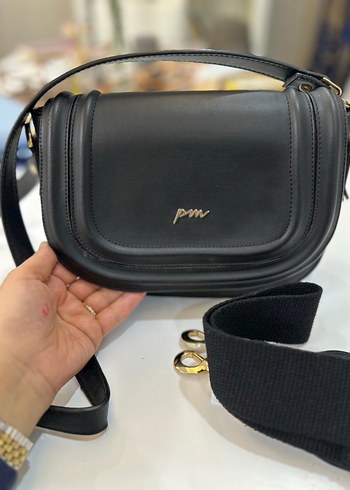 Kemer Detaylı Siyah Deri Kadın Çanta - Görsel 2