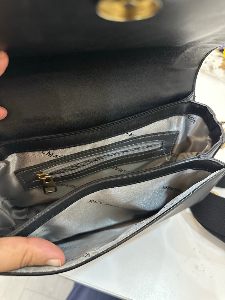 Kemer Detaylı Siyah Deri Kadın Çanta - Görsel 3