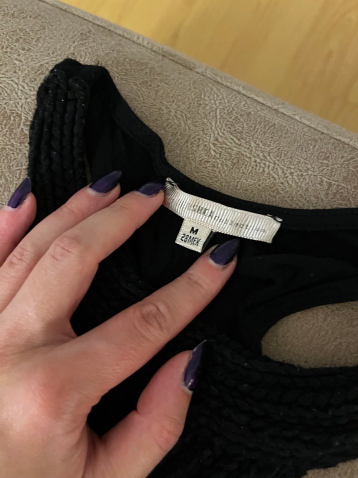 Bershka Yaka Detaylı Siyah Mini Elbise - Görsel 3