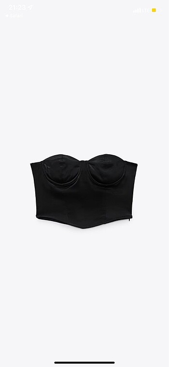 Zara Siyah Saten Büstiyer Crop Top
