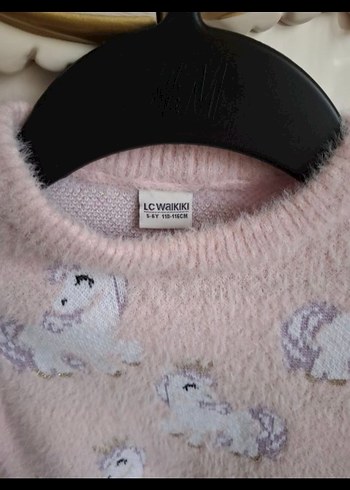LC Waikiki Kız Çocuk Pembe Unicorn Desenli Triko Sweatshirt