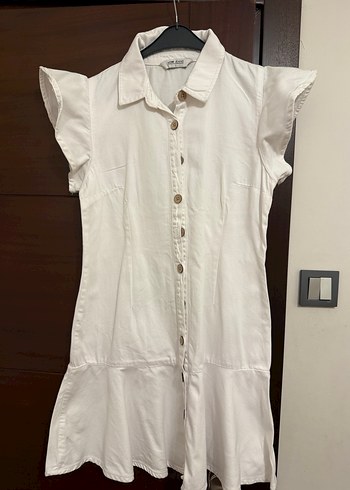 Beyaz mini kot jean elbise large beden - Görsel 4