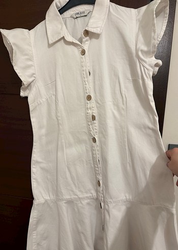 Beyaz mini kot jean elbise large beden - Görsel 7