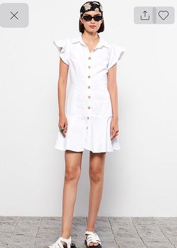 Beyaz mini kot jean elbise large beden - Görsel 2