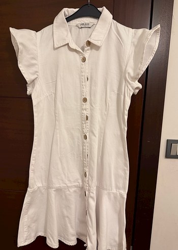 Beyaz mini kot jean elbise large beden - Görsel 6