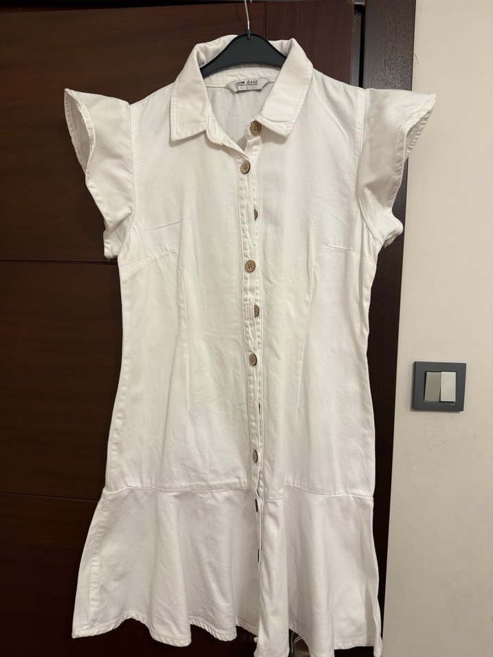 Beyaz mini kot jean elbise large beden - Görsel 4