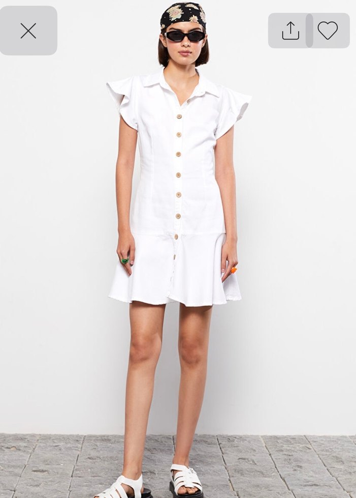 Beyaz mini kot jean elbise large beden - Görsel 2